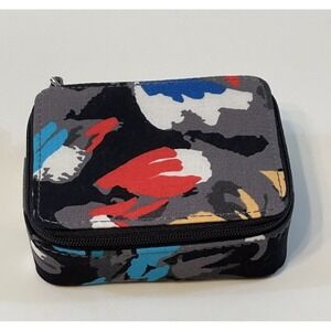 Vera Bradley Travel Pill Case Black And Bright Colors Zippered Plastic Box